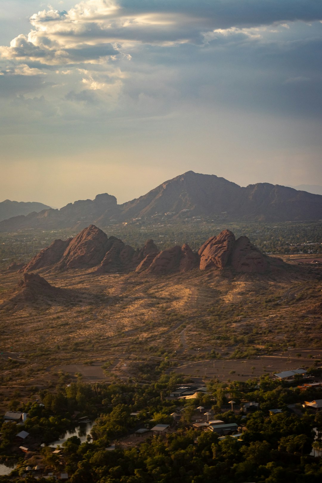 Camelback Mountain rising over the desert, seen from Papago Park